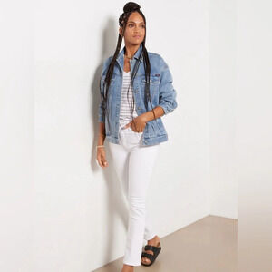 NWT AG Mari Crop High-Rise Slim Straight White Denim Jeans (26)